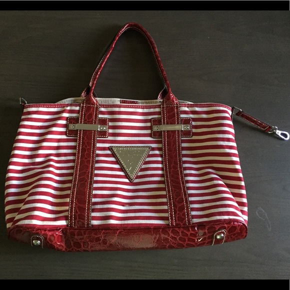 Guess Bags Red And White Striped Handbag By Poshmark